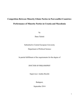 Competition Between Minority Ethnic Parties in Post-Conflict Countries