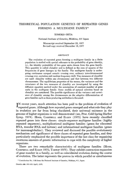 Theoretical Population Genetics of Repeated Genes Forming a Multigene Family *