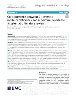 Co-Occurrence Between C1 Esterase Inhibitor Deficiency And