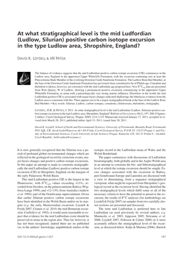 Ludlow, Silurian) Positive Carbon Isotope Excursion in the Type Ludlow Area, Shropshire, England?