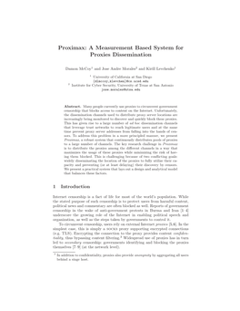 Proximax: a Measurement Based System for Proxies Dissemination