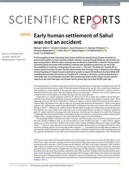 Early Human Settlement of Sahul Was Not an Accident Michael I