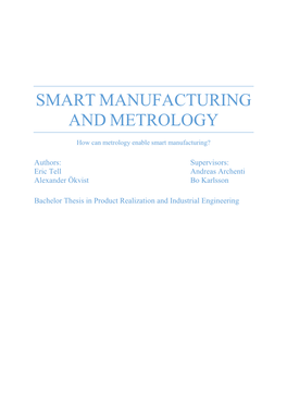 Smart Manufacturing and Metrology