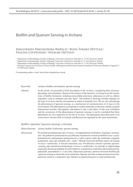 Biofilm and Quorum Sensing in Archaea