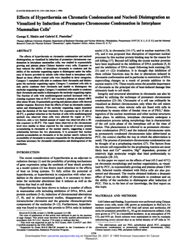 Effects of Hyperthermia on Chromatin Condensation and Nucleoli