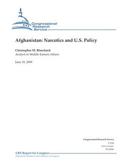 Afghanistan: Narcotics and U.S