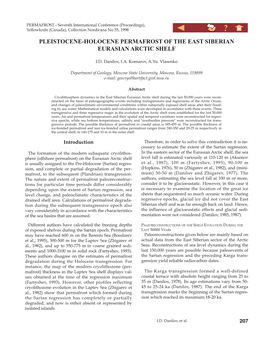 Pleistocene-Holocene Permafrost of the East Siberian Eurasian Arctic Shelf