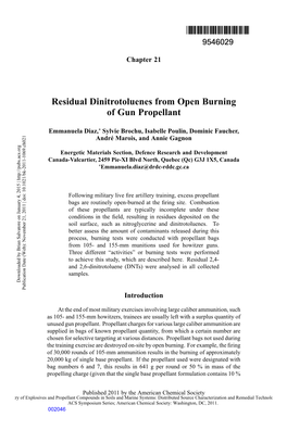 Residual Dinitrotoluenes from Open Burning of Gun Propellant