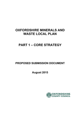 Minerals and Waste Core Strategy to the Secretary of State for Examination