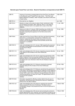 Berwick-Upon-Tweed Poor Law Union. Board of Guardians Correspondence Book GBR 78