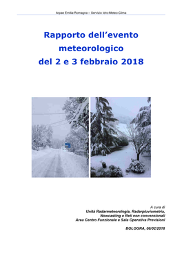 Rapporto Dell'evento Meteorologico Del 2 E 3 Febbraio 2018