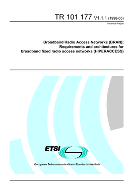 TR 101 177 V1.1.1 (1998-05) Technical Report