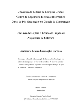 Um Livro-Texto Para O Ensino De Projeto De Arquitetura De Software