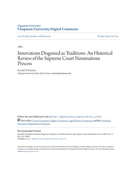 An Historical Review of the Supreme Court Nominations Process Ronald D