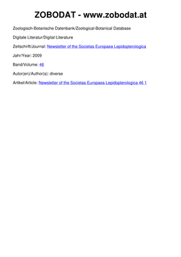 Newsletter of the Societas Europaea Lepidopterologica 46 1