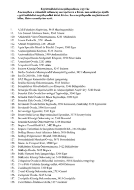 1. a Mi Falunkért Alapítvány, 3443 Mezőnagymihály 10. Aba Sámuel Általános Iskola, 3261 Abasár 100