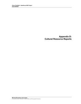 Cultural Resource Reports