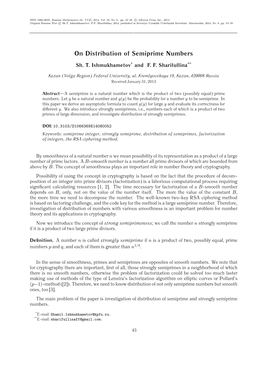 On Distribution of Semiprime Numbers