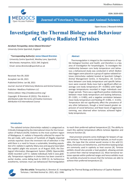 Investigating the Thermal Biology and Behaviour of Captive Radiated Tortoises