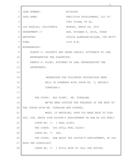 Clare Bronfman Testified in Precision Development V. Plyam