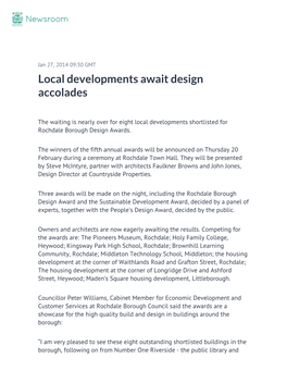 Local Developments Await Design Accolades