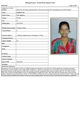 Missing Person - Period Wise Report (CIS) 08/02/2021 Page 1 of 50