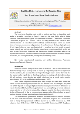 Fertility of Soils Over Loess in the Danubian Plain