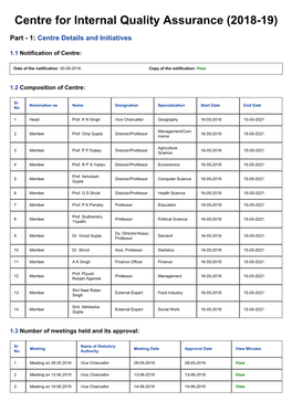 Centre for Internal Quality Assurance (2018-19)