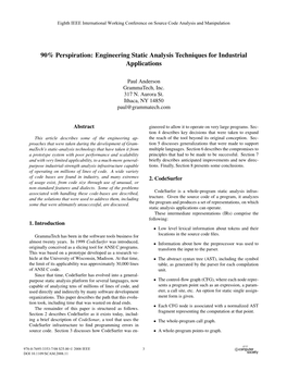 Engineering Static Analysis Techniques for Industrial Applications