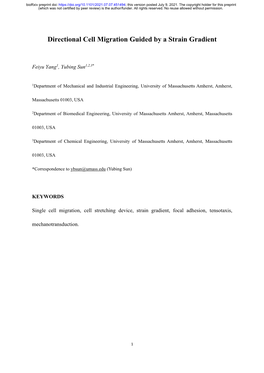 Directional Cell Migration Guided by a Strain Gradient