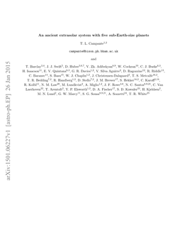 Arxiv:1501.06227V1 [Astro-Ph.EP] 26 Jan 2015 – 2 –