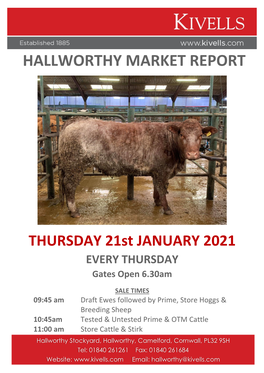 Hallworthy Market Report