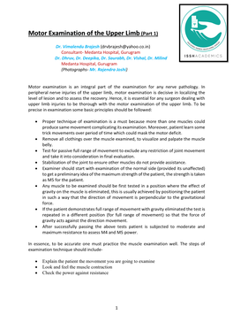 Motor Examination of the Upper Limb (Part 1)