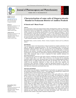 Characterization of Some Soils of Singarayakonda Mandal in Prakasam District of Andhra Pradesh