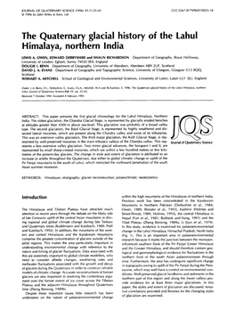 The Quaternary Glacial History of the Lahul Himalaya, Northern India