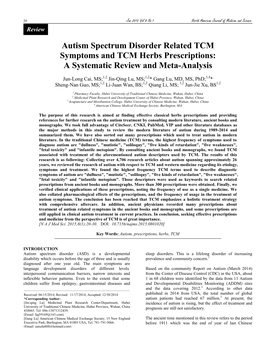 Autism Spectrum Disorder Related TCM Symptoms and TCM Herbs Prescriptions: a Systematic Review and Meta-Analysis