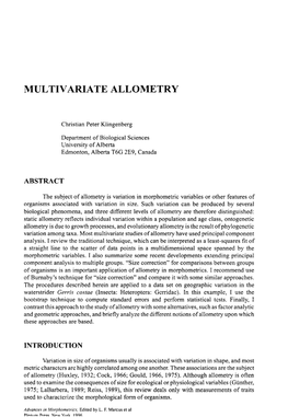 Multivariate Allometry