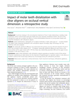 Impact of Molar Teeth Distalization with Clear Aligners on Occlusal Vertical