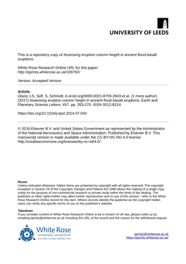 Assessing Eruption Column Height in Ancient Flood Basalt Eruptions