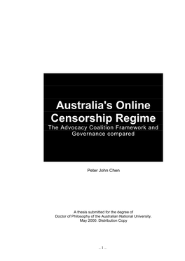 Australia's Online Censorship Regime the Advocacy Coalition Framework and Governance Compared