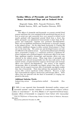 SUMMARY the Effects of Piretanide and Furosemide on Systemic Arterial