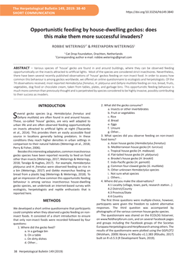 Opportunistic Feeding by House-Dwelling Geckos: Does This Make Them More Successful Invaders?