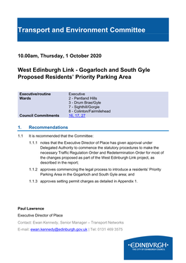 Gogarloch and South Gyle Proposed Residents Priority Parking Area