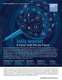 India Internet a Closer Look Into the Future We Expect the India Internet TAM to Grow to US$177 Bn by FY25 (Excl