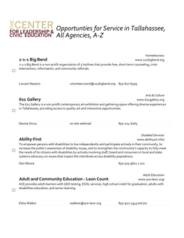 Tallahassee, All Agencies, A‐Z