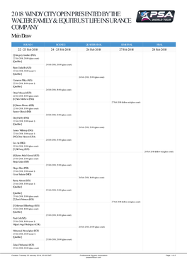 2018 Windy City Open Presented by the Walter Family & Equitrust