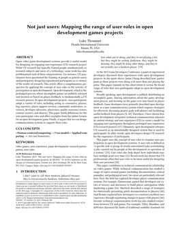 Mapping the Range of User Roles in Open Development Games Projects