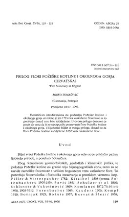 PRILOG FLORI POŽEŠKE KOTLINE I OKOLNOGA GORJA (HRVATSKA) with Summary in English