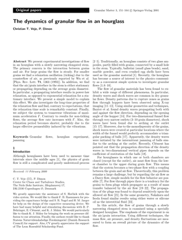 The Dynamics of Granular Flow in an Hourglass