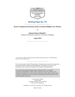Keynes's Employment Function and the Gratuitous Phillips Curve Disaster